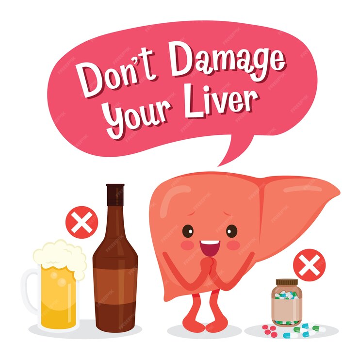 Alt text: Illustration of a healthy liver with text 'Non-Alcoholic Liver - Optimal organ health without alcohol-related damage'